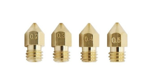 Zestaw dysz 0,2/0,3/0,4/0,5 mm 1,75mm M6 RepRap