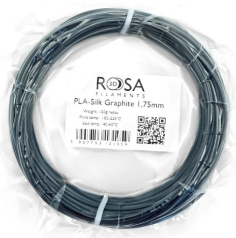 ROSA 3D Filaments PLA Silk 1,75mm 100g Grafitowy Graphite