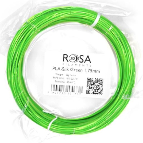 ROSA 3D Filaments PLA Silk 1,75mm 100g Zielony Green